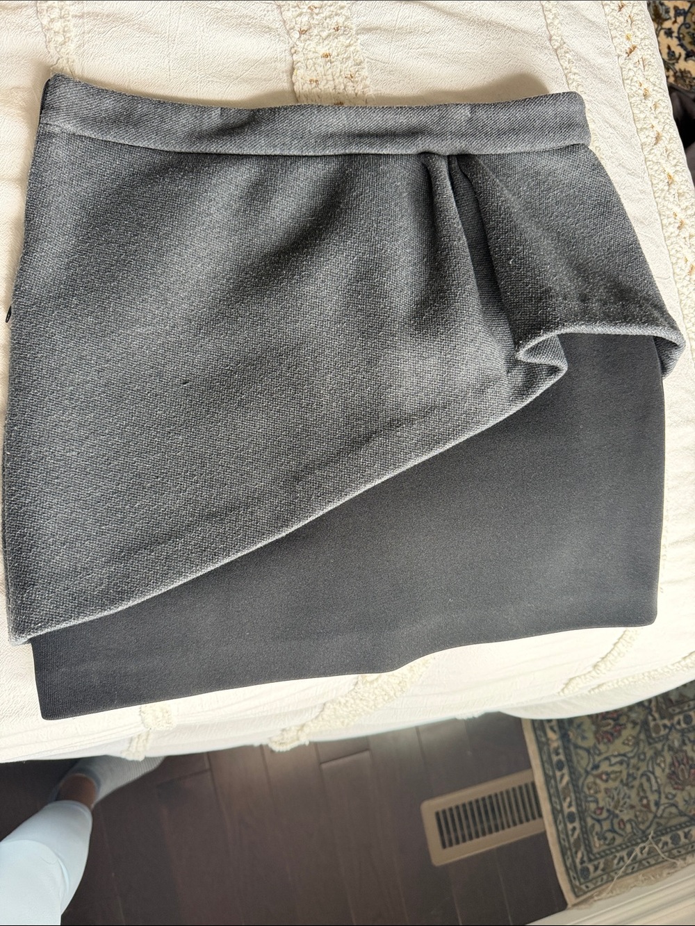 Maje Two-Tone Gray and Black Asymmetrical Mini Skirt